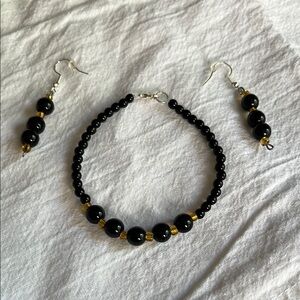 Elegant Black and Gold Beaded Jewelry Set
